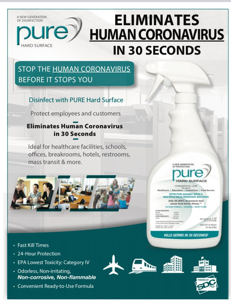 PURE® Hard Surface EPA registered food contact surface sanitizer and disinfectant